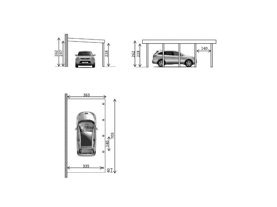 Carport Adosse Bois RIVERSIDE - 1 Voiture - 363 x 555 - Abris Voiture - Feutre Bitumeux sur les Voliges - Bandeau de Finition - Image 3