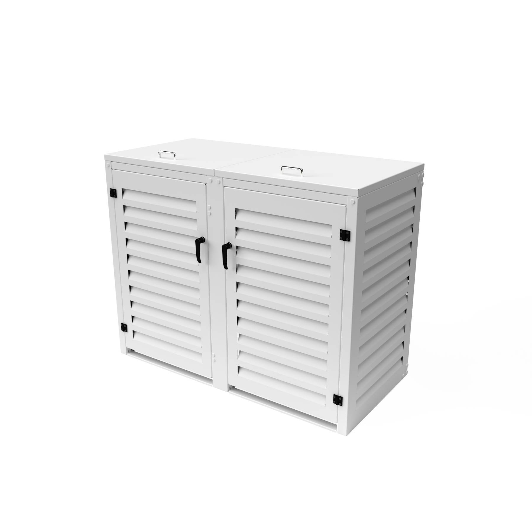 Cache Poubelle Extérieur Double en Aluminium thermolaqué - Abri pour 2 conteneurs 240 Litres – Blanc RAL 9010 - Image 1