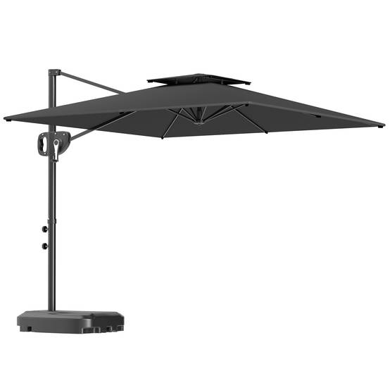 Parasol déporté carré 2,5 x 2,5 m, parasol de jardin extérieur - Polyester Gris foncé fr302 - Image 1