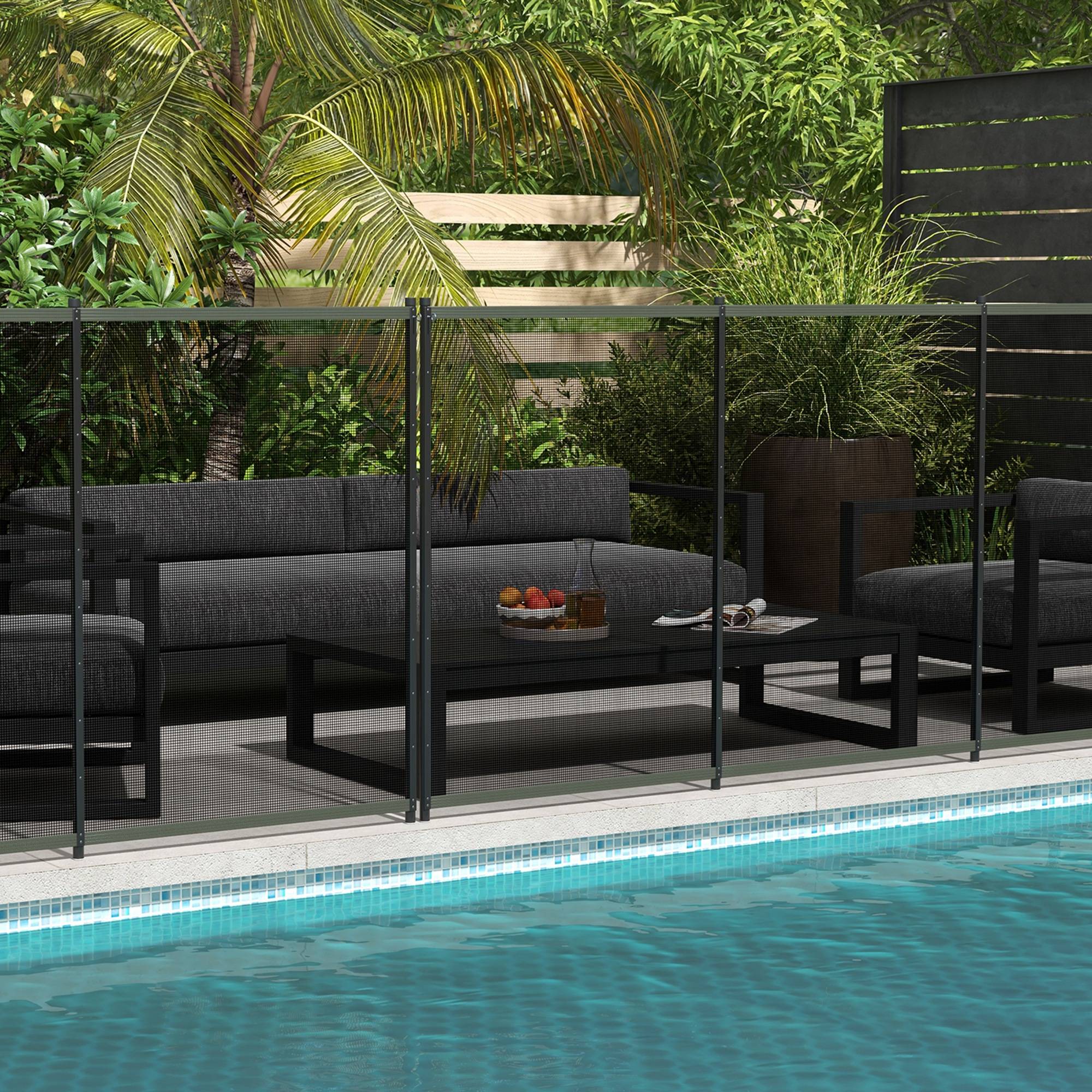 Barrière de sécurité pour piscine, barrière de piscine pour enfants, 4 pièces, aluminium/textileline, 365 x 126 cm, noire - Image 3
