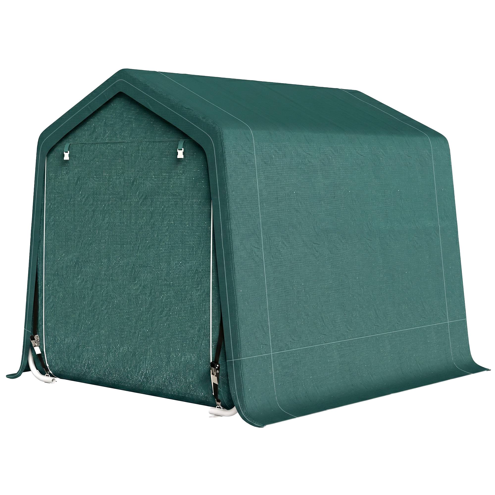 Abri moto extérieur 2,4x2m, tente garage outils métal PE pour moto vélo, vert - Image 2