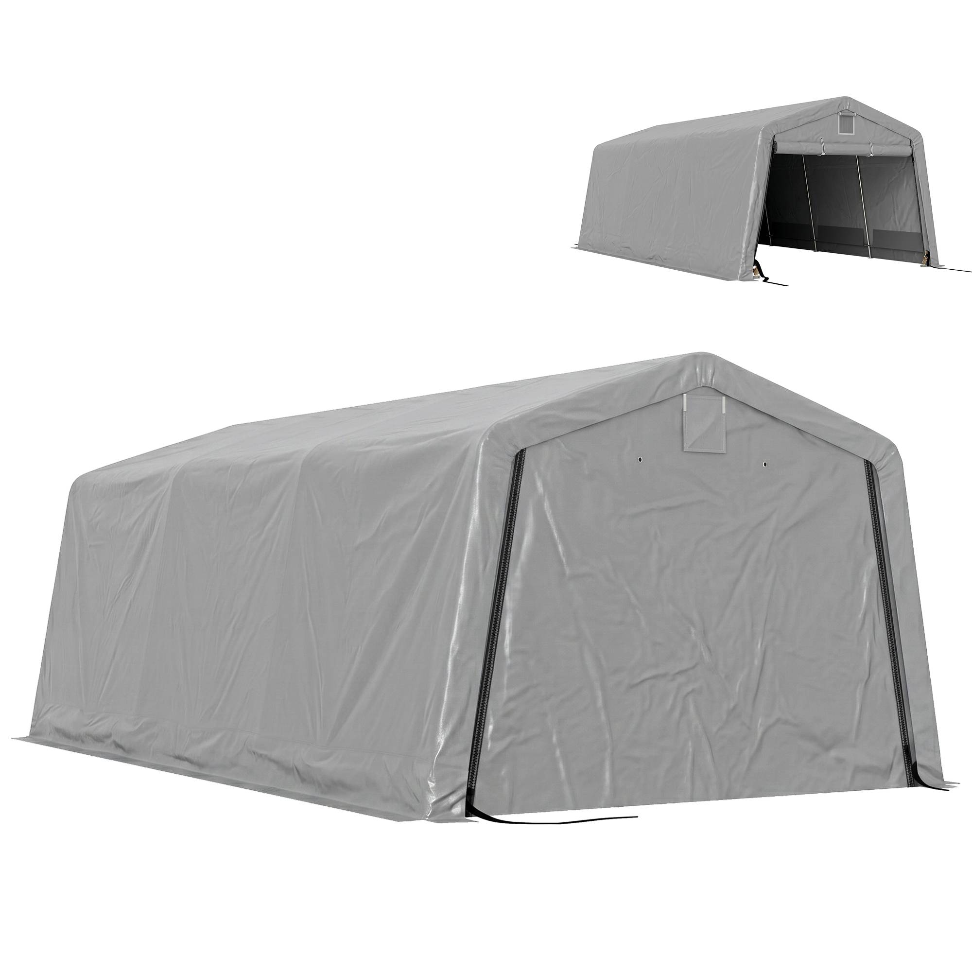 Tente garage carport dim. 6,2L x 3,3l x 2,4H m acier galvanisé robuste PE haute densité 150 g/m² imperméable anti-UV - Image 2
