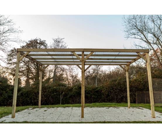 Habrita - Carport Autoclavé toit plat - S.h.t. : 15,00 m2 - toit tôle PVC Habrita - Image 3