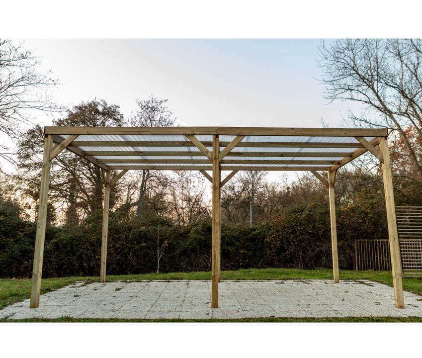 Habrita - Carport Autoclavé toit  plat - S.h.t. : 15,00 m2 - toit tôle PVC Habrita - Image 3