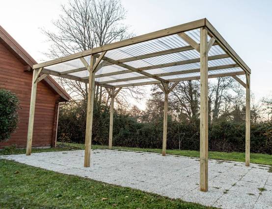 Habrita - Carport Autoclavé toit plat - S.h.t. : 15,00 m2 - toit tôle PVC Habrita - Image 2
