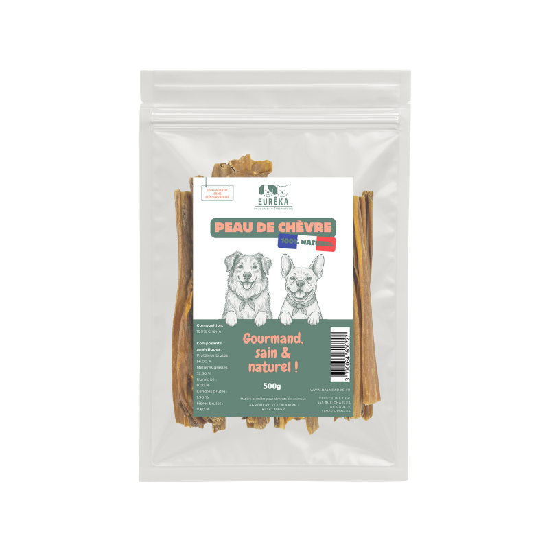 Peaux de chèvre pour chiens – Friandises naturelles, faibles en gras, idéales pour chiens sensibles - Image 1