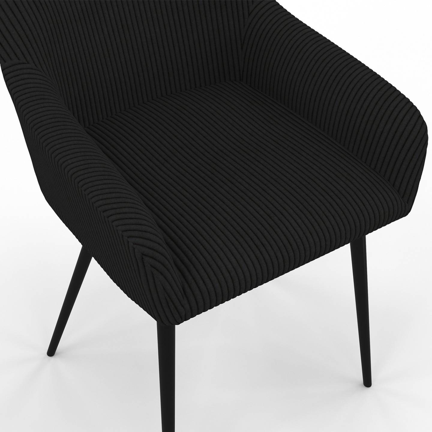IDMARKET - Lot de 2 chaises de salle à manger, fauteuils de table JANY en velours côtelé noir - Image 6