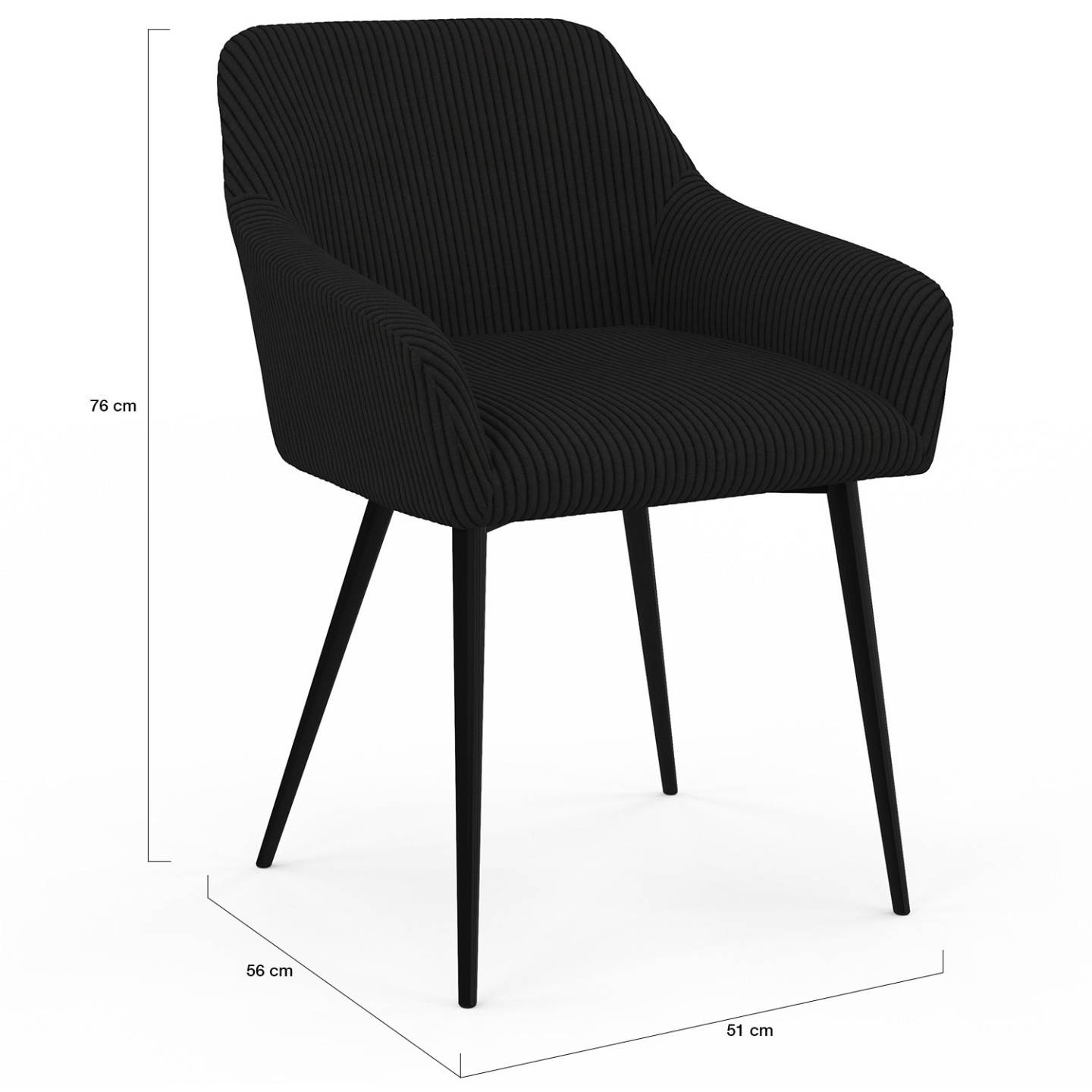 IDMARKET - Lot de 2 chaises de salle à manger, fauteuils de table JANY en velours côtelé noir - Image 5