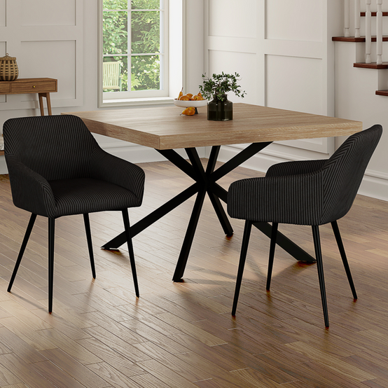 IDMARKET - Lot de 2 chaises de salle à manger, fauteuils de table JANY en velours côtelé noir - Image 1