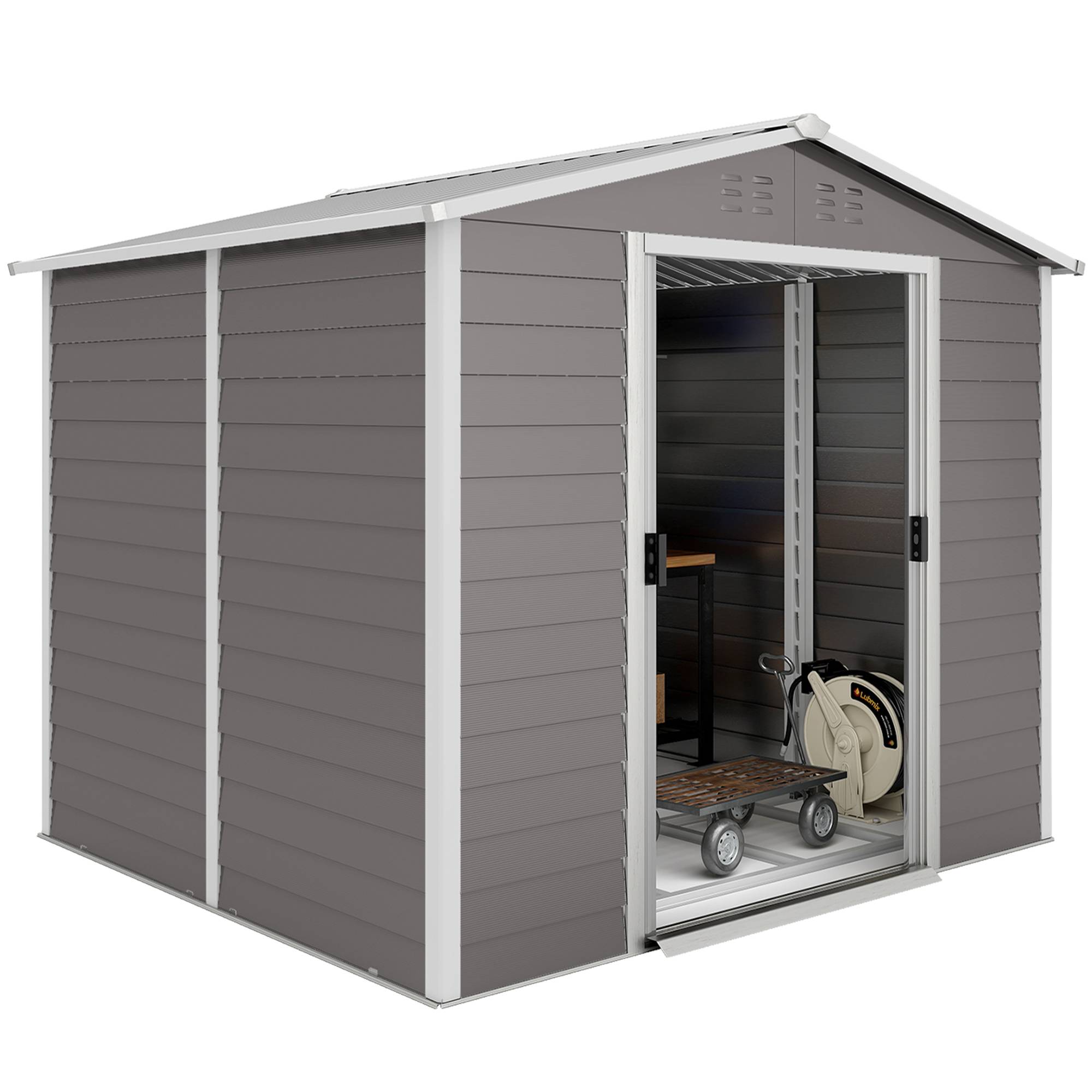 ComfortXL - Abri de jardin acier galvanisé gris clair 240 x 206 x 198 cm portes coulissantes cadenas - ComfortXL Outdoor Living - Image 2