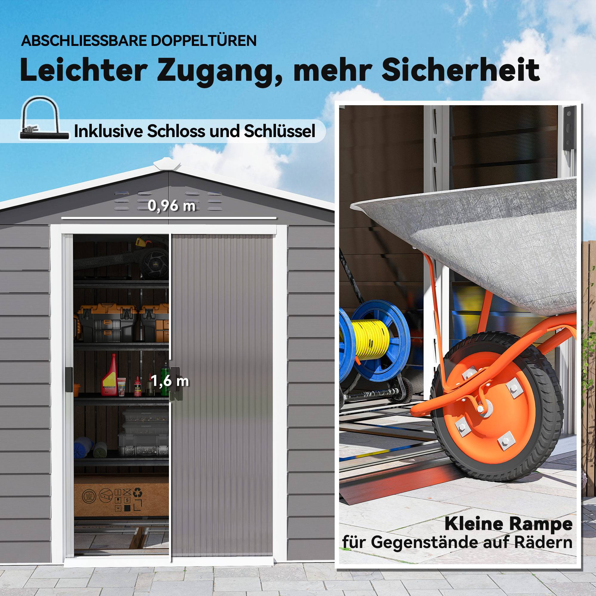 ComfortXL - Abri de jardin acier galvanisé gris clair 240 x 206 x 198 cm portes coulissantes cadenas - ComfortXL Outdoor Living - Image 8