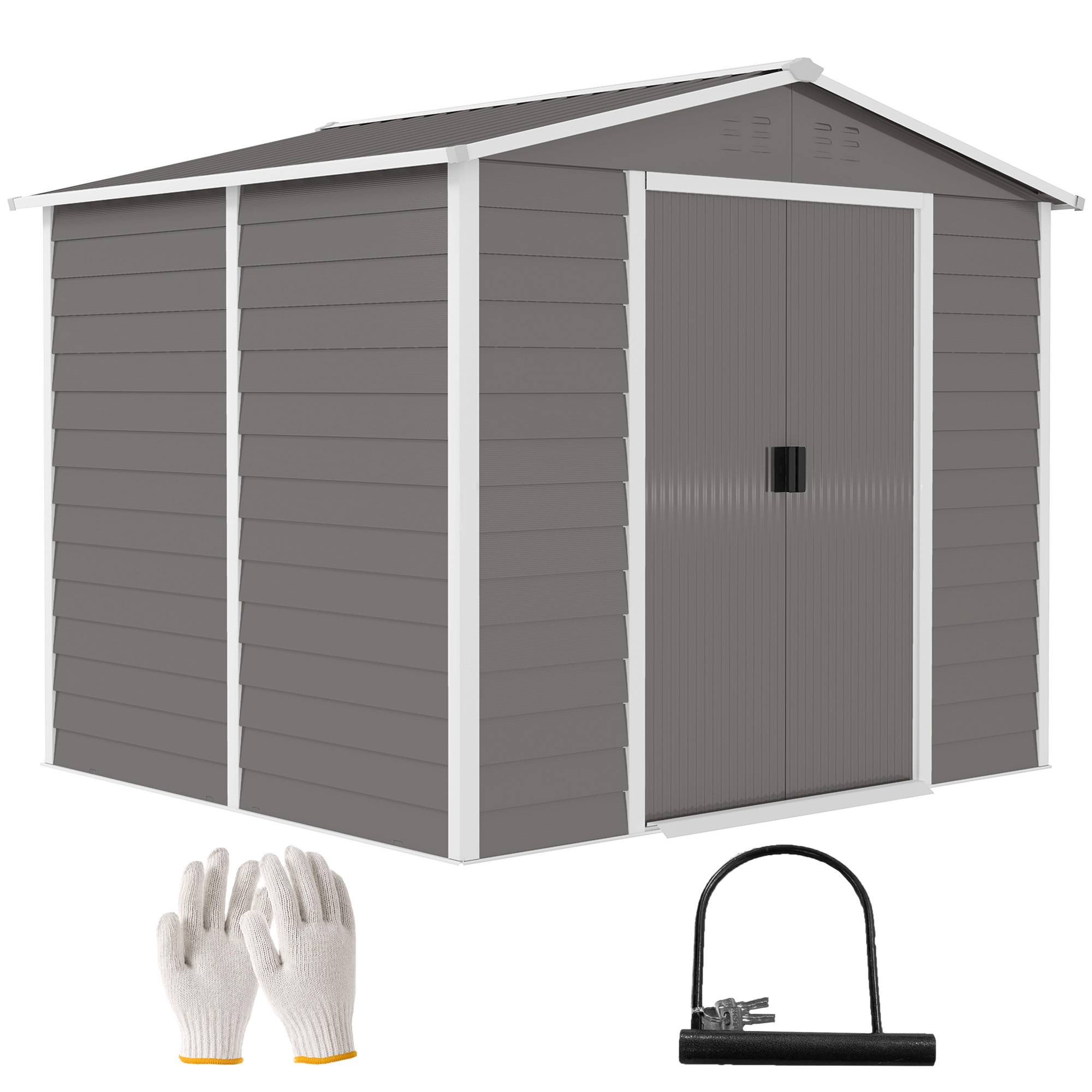 ComfortXL - Abri de jardin acier galvanisé gris clair 240 x 206 x 198 cm portes coulissantes cadenas - ComfortXL Outdoor Living - Image 1