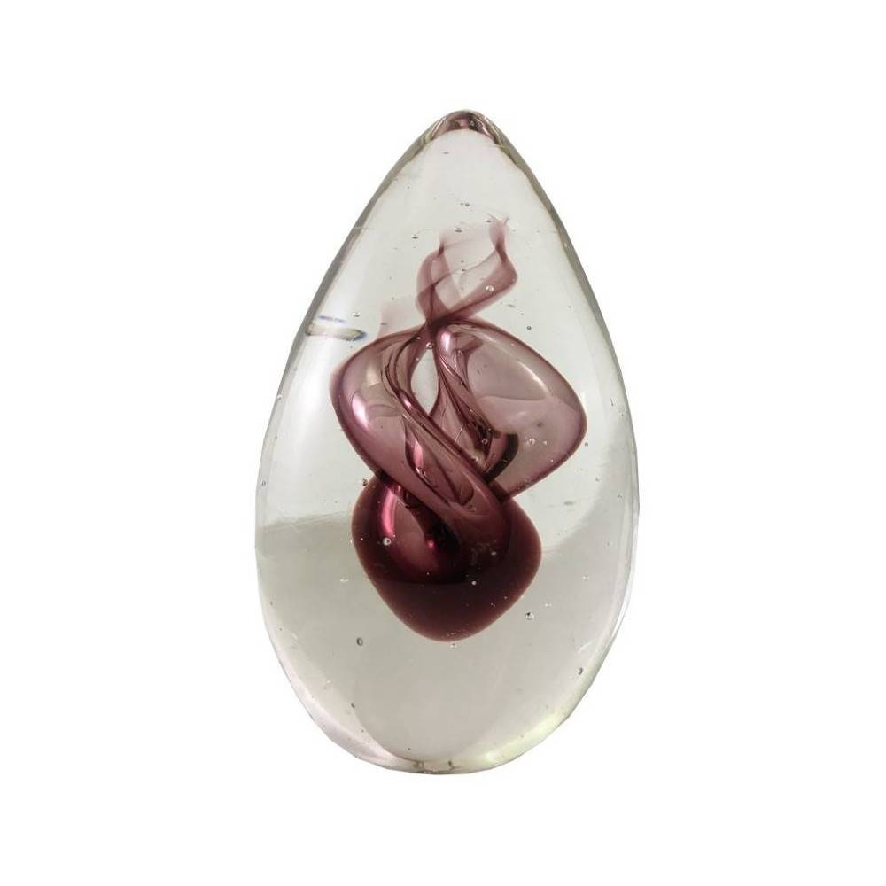 Presse papier sulfure "Flammes" en verre mauve 9.5 x 7 cm Chemin de campagne - Image 1