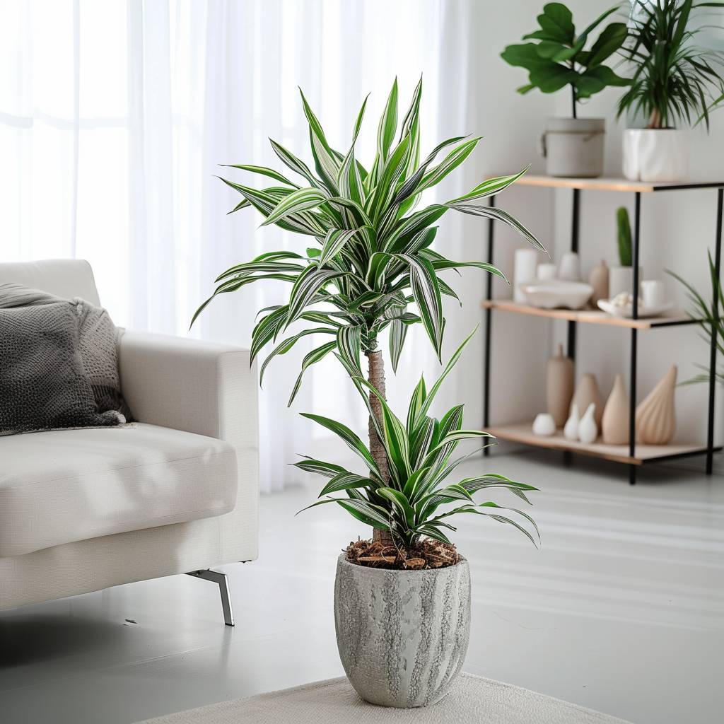 Dragonnier - Dracaena deremensis 'White Stripe' - Hauteur 60-70cm - ⌀17cm - Image 2