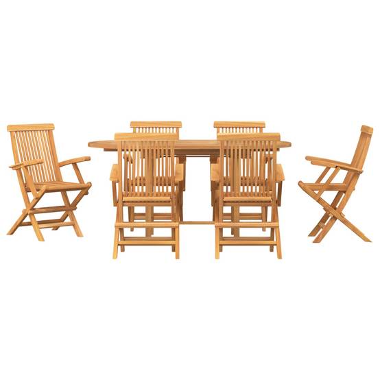 Ensemble de salle à manger jardin bois teck marron 160 x 80 x 75 cm, Poids :72.96kg - PANGIVO - Image 3