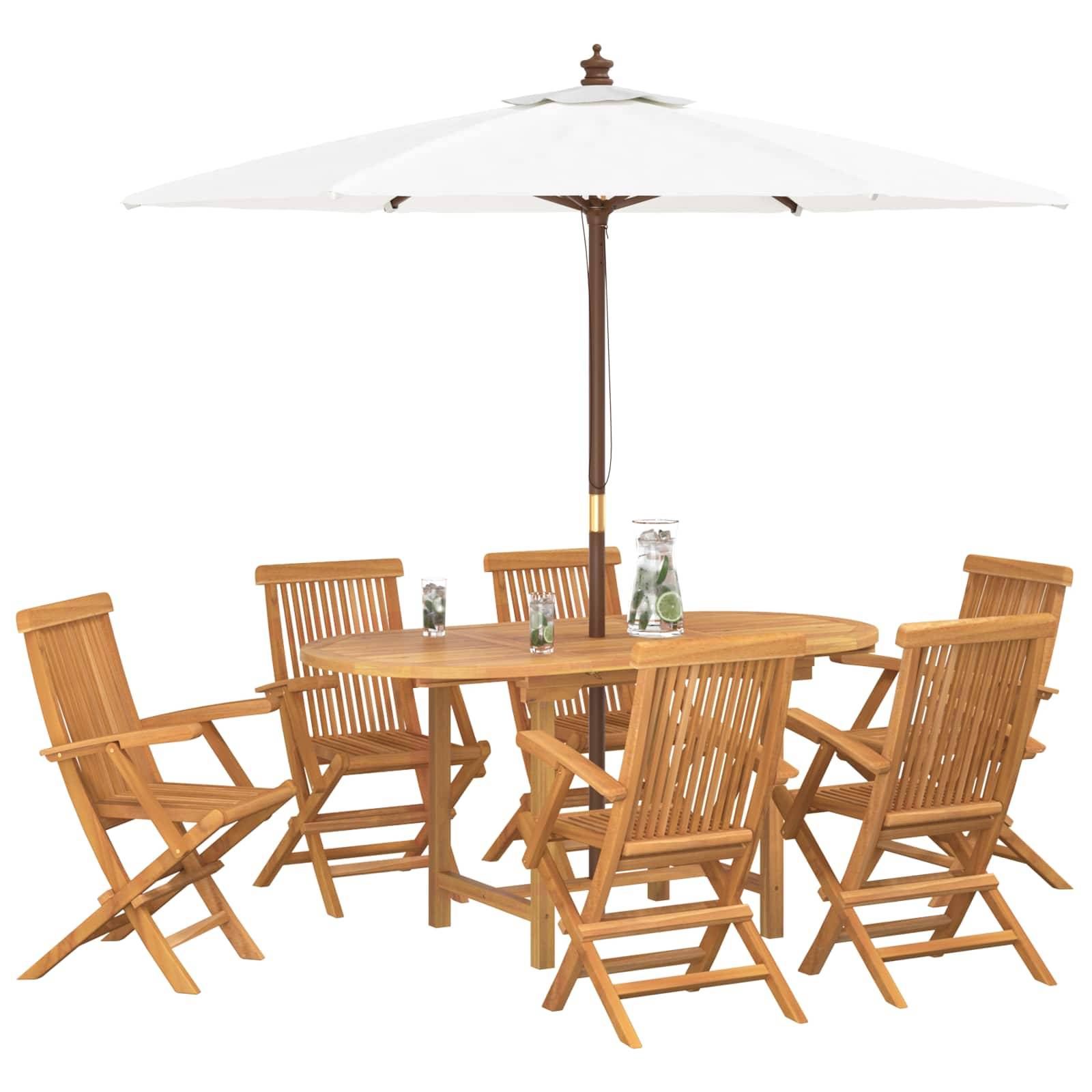 Ensemble de salle à manger jardin bois teck marron 160 x 80 x 75 cm, Poids :72.96kg - PANGIVO - Image 2