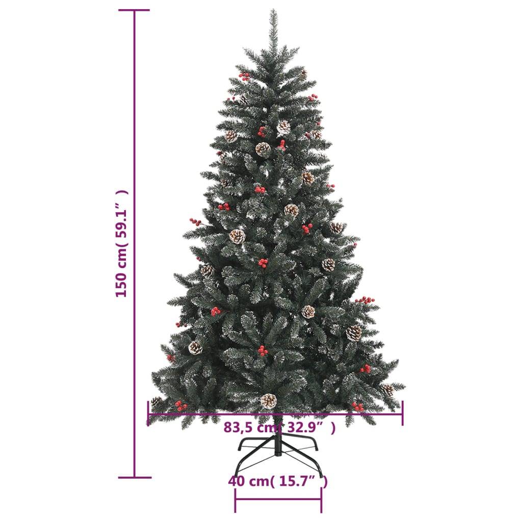 ComfortXL - Sapin de Noël artificiel enneigé PVC décoré pour salon Vert 150 cm – ComfortXL Outdoor Living - Image 9
