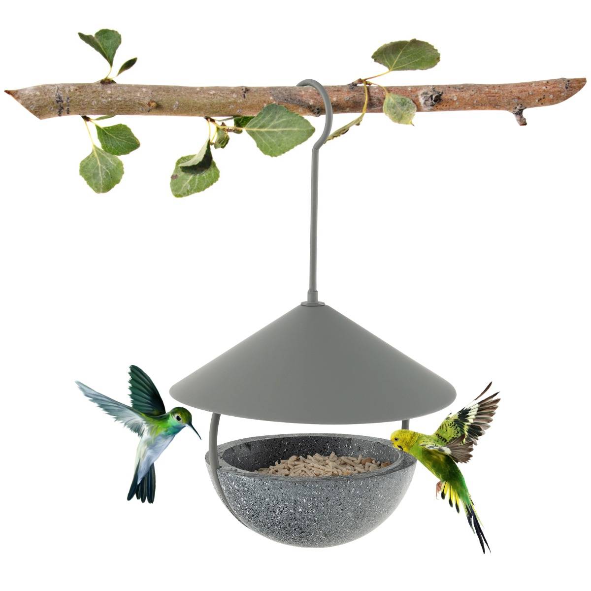 Maison Chic - Mangeoire à Oiseaux Suspendue 270ml Abreuvoir et Bain d'Oiseaux avec Dôme Résistant aux Intempéries Crochet et Bol d'Eau MAISON CHIC - Image 1