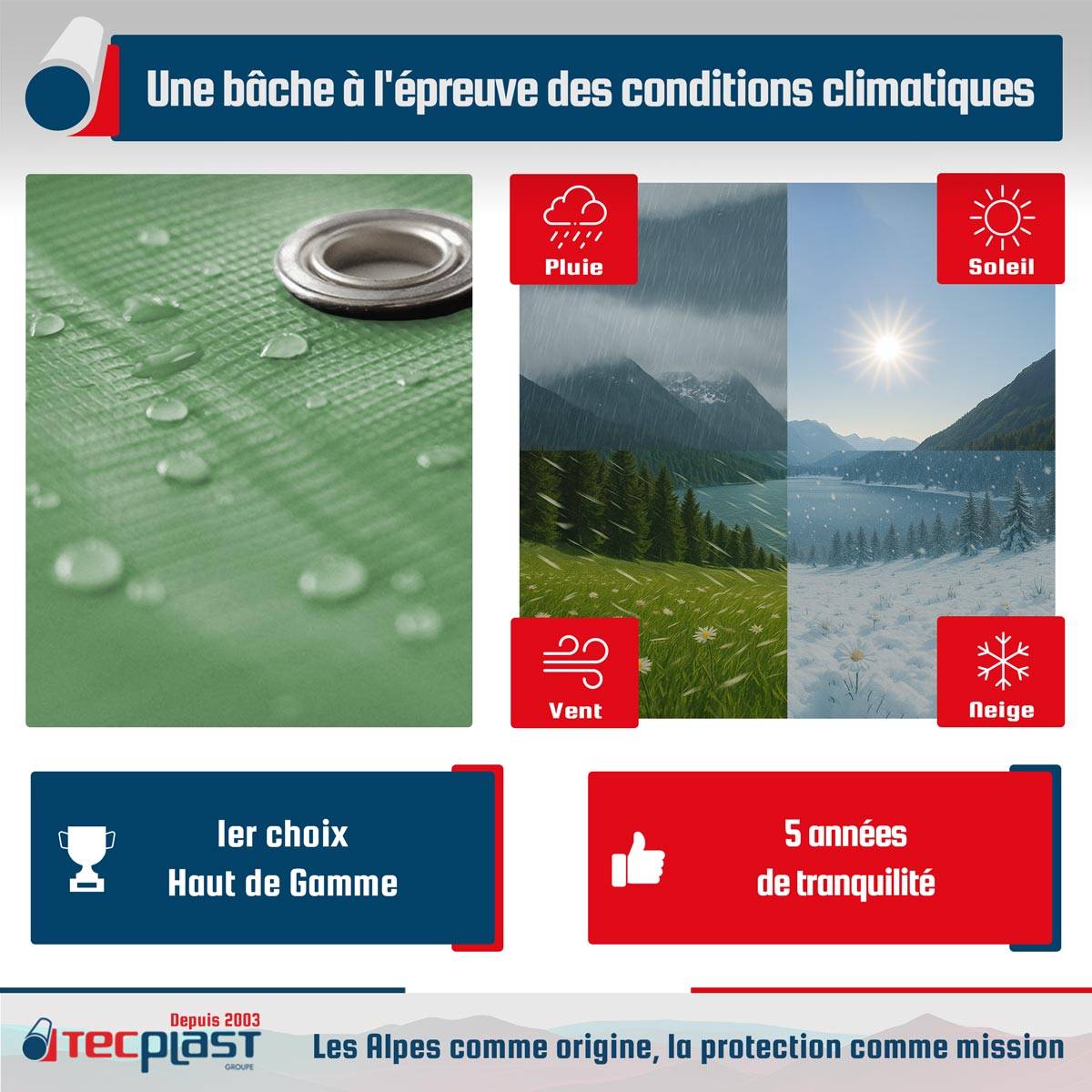 Bâche Bois 3x6 m LP506BO Vert Sauge - Garantie 5 ans - Bâche de protection étanche en PVC pour Bois de chauffage TECPLAST - Image 4
