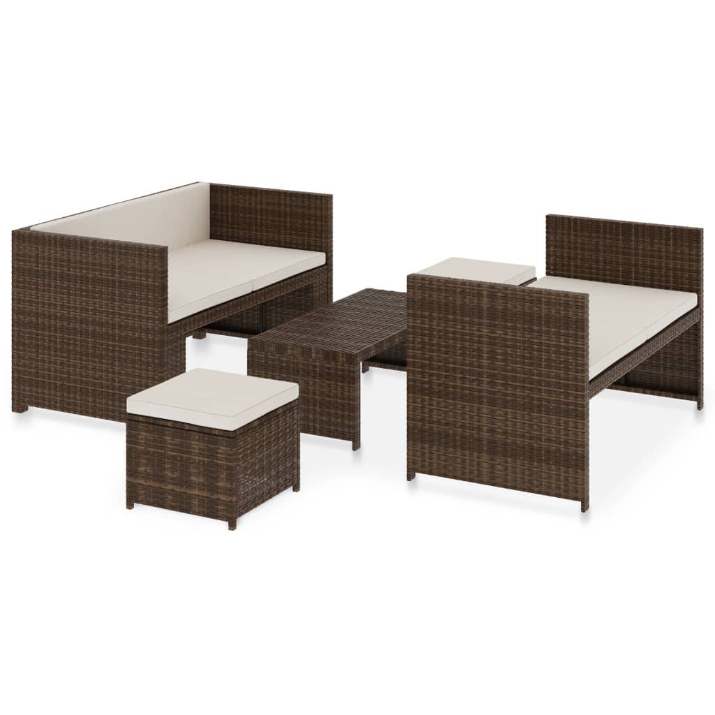 Vidaxl - Salon de jardin 5 pcs avec coussins Résine tressée Marron vidaXL 48133 - Image 2