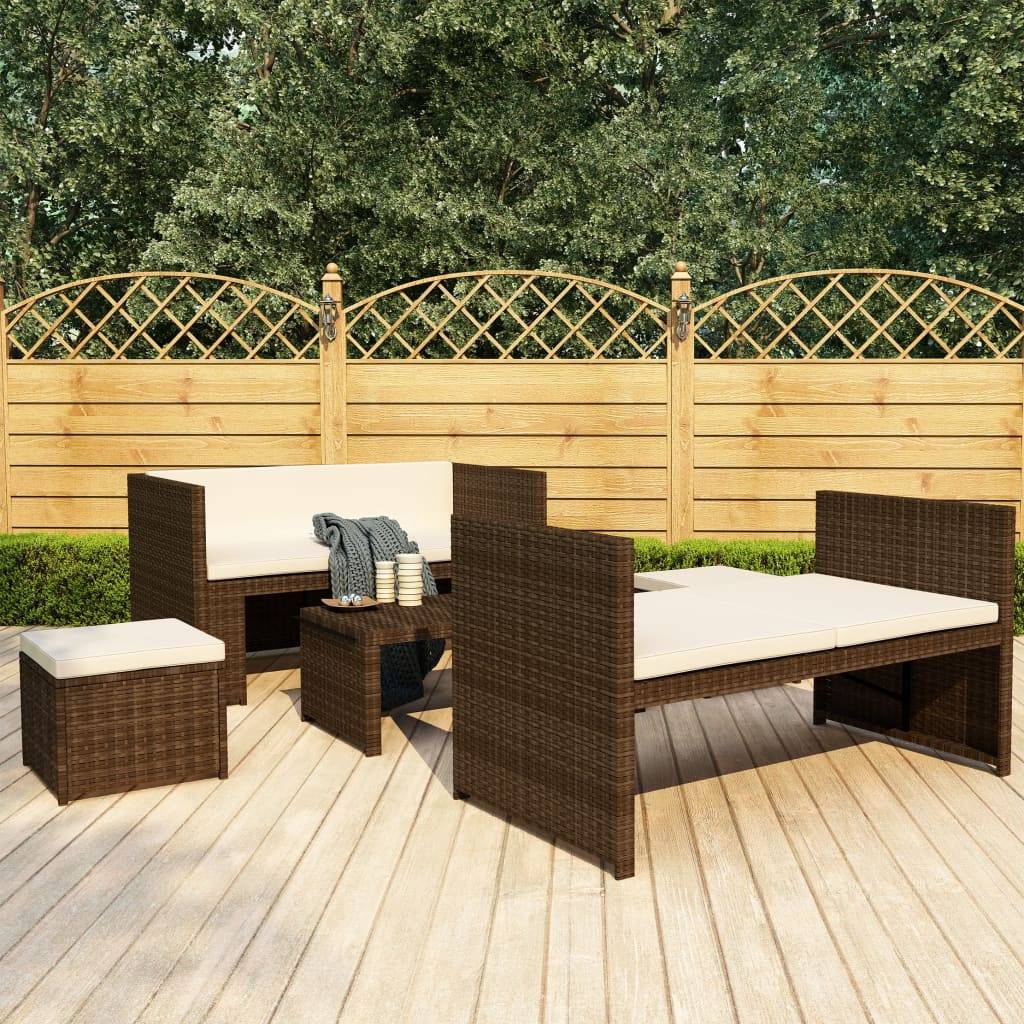 Vidaxl - Salon de jardin 5 pcs avec coussins Résine tressée Marron vidaXL 48133 - Image 1