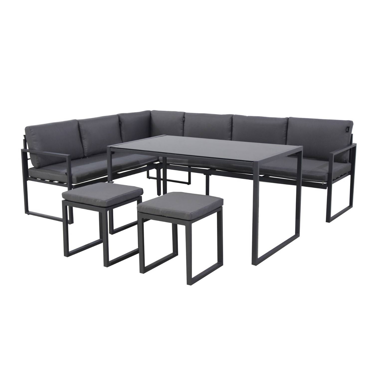 Autre - Salon de jardin en acier 8 personnes d'angle design - Gris Anthracite - ROMY - Image 1