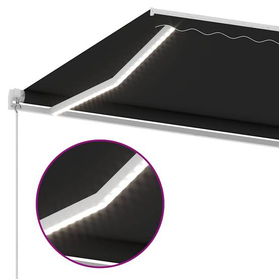 Vidaxl - Auvent manuel rétractable avec LED 500x300 cm Anthracite vidaXL 3069584 - Image 4