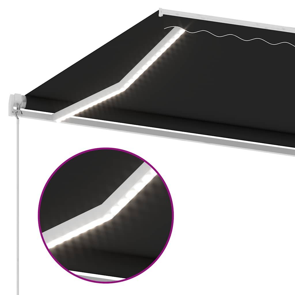 Vidaxl - Auvent manuel rétractable avec LED 500x300 cm Anthracite vidaXL 3069584 - Image 4