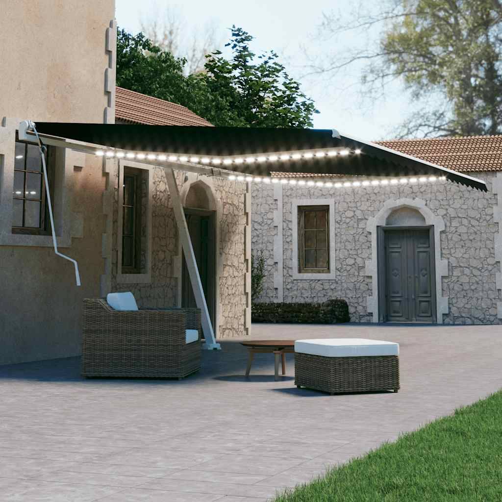 Vidaxl - Auvent manuel rétractable avec LED 500x300 cm Anthracite vidaXL 3069584 - Image 1
