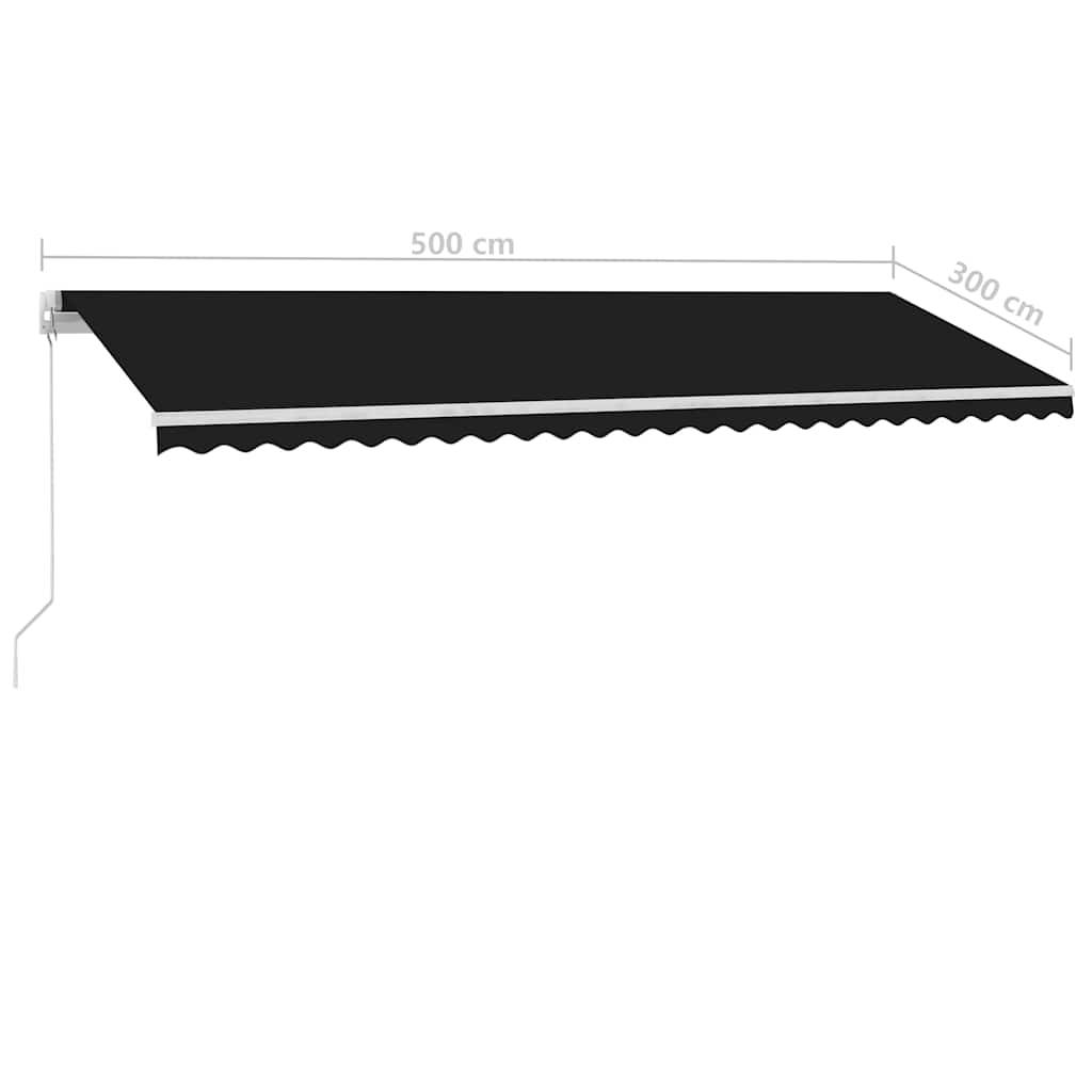 Vidaxl - Auvent manuel rétractable avec LED 500x300 cm Anthracite vidaXL 3069584 - Image 3