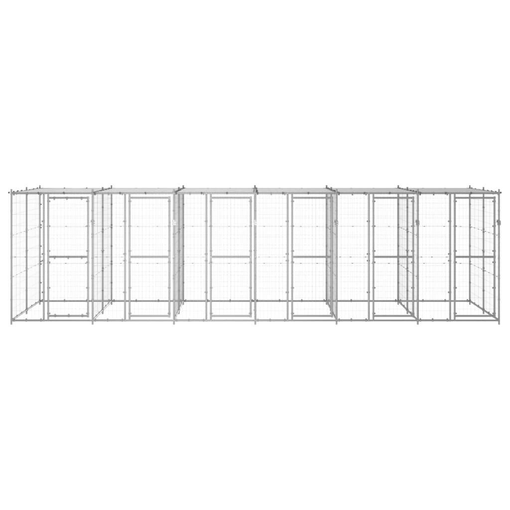 Helloshop26 - Chenil extérieur cage enclos parc animaux chien extérieur acier galvanisé avec toit 14,52 m² - Image 3