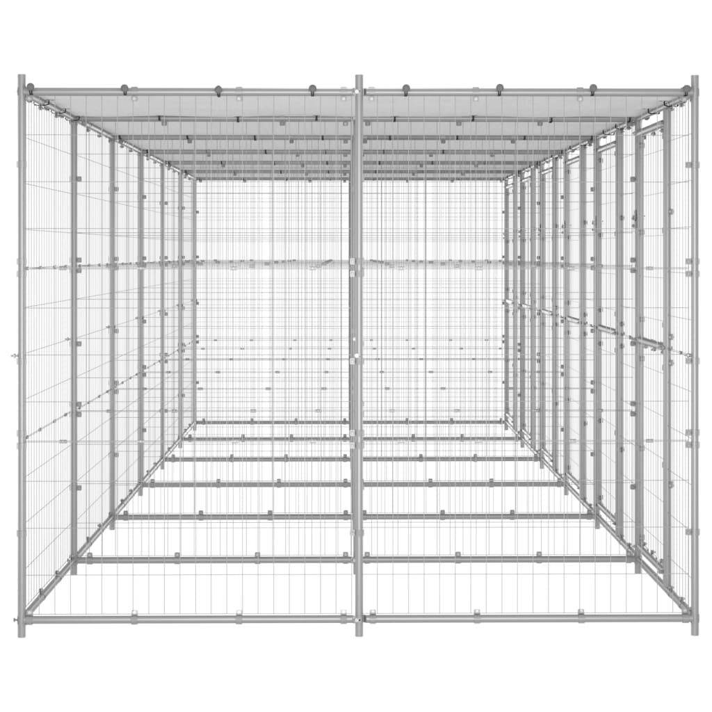 Helloshop26 - Chenil extérieur cage enclos parc animaux chien extérieur acier galvanisé avec toit 14,52 m² - Image 4