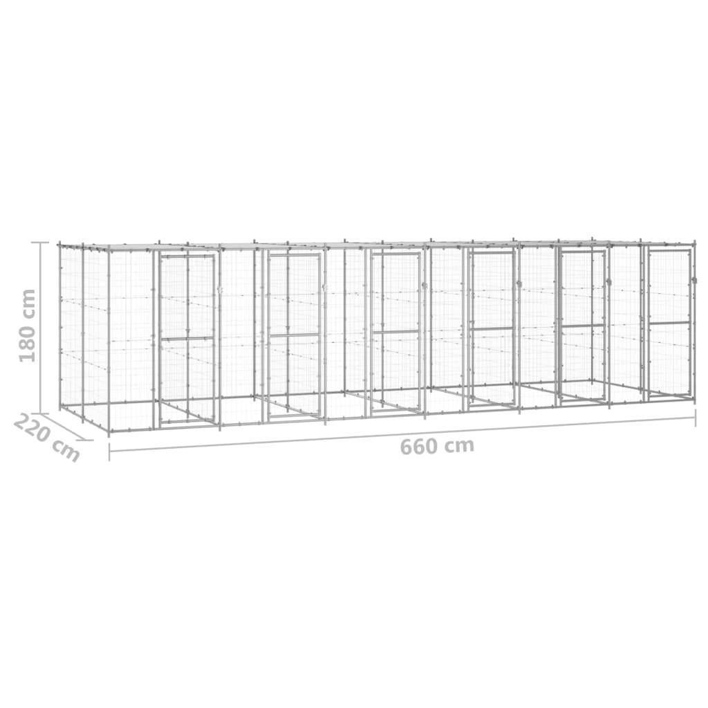 Helloshop26 - Chenil extérieur cage enclos parc animaux chien extérieur acier galvanisé avec toit 14,52 m² - Image 2