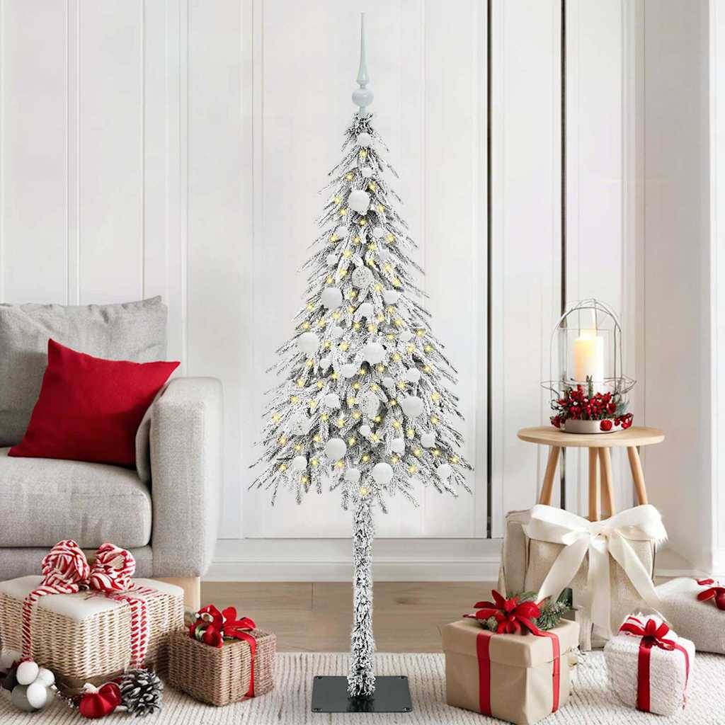 ComfortXL - Sapin de Noël Prêt à Poser 150 cm, Blanc Enneigé avec Guirlande 30m 150 LED et Boules – ComfortXL Outdoor Living - Image 1