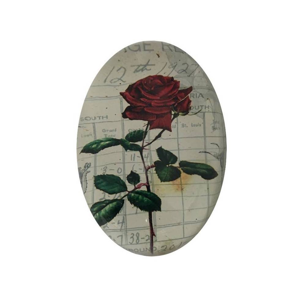 Presse papier sulfure en verre rouge L.6 x Ht.9 cm Chemin de campagne - Image 1