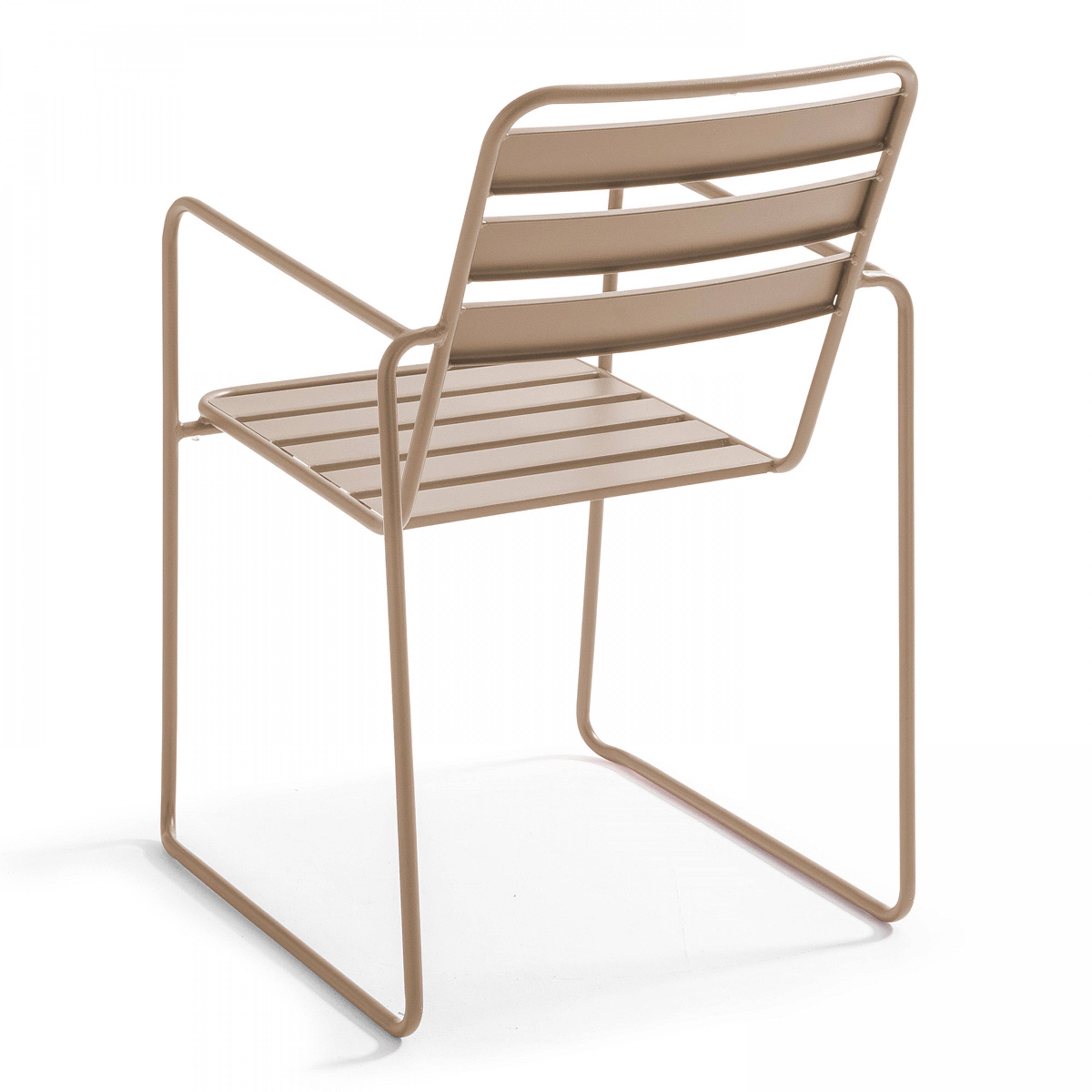 Oviala - Fauteuil de jardin en acier taupe Touquet - Oviala - Image 2