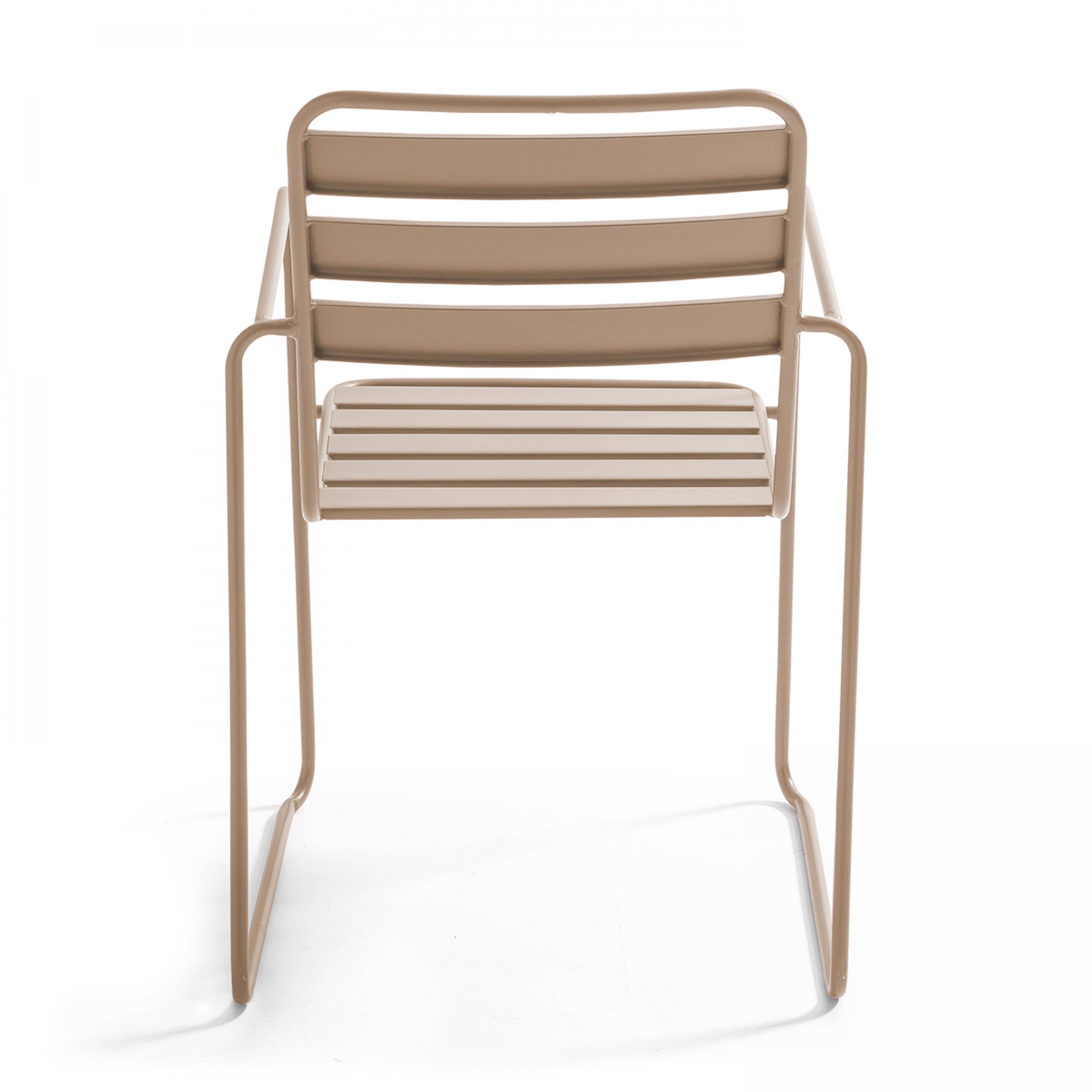 Oviala - Fauteuil de jardin en acier taupe Touquet - Oviala - Image 4