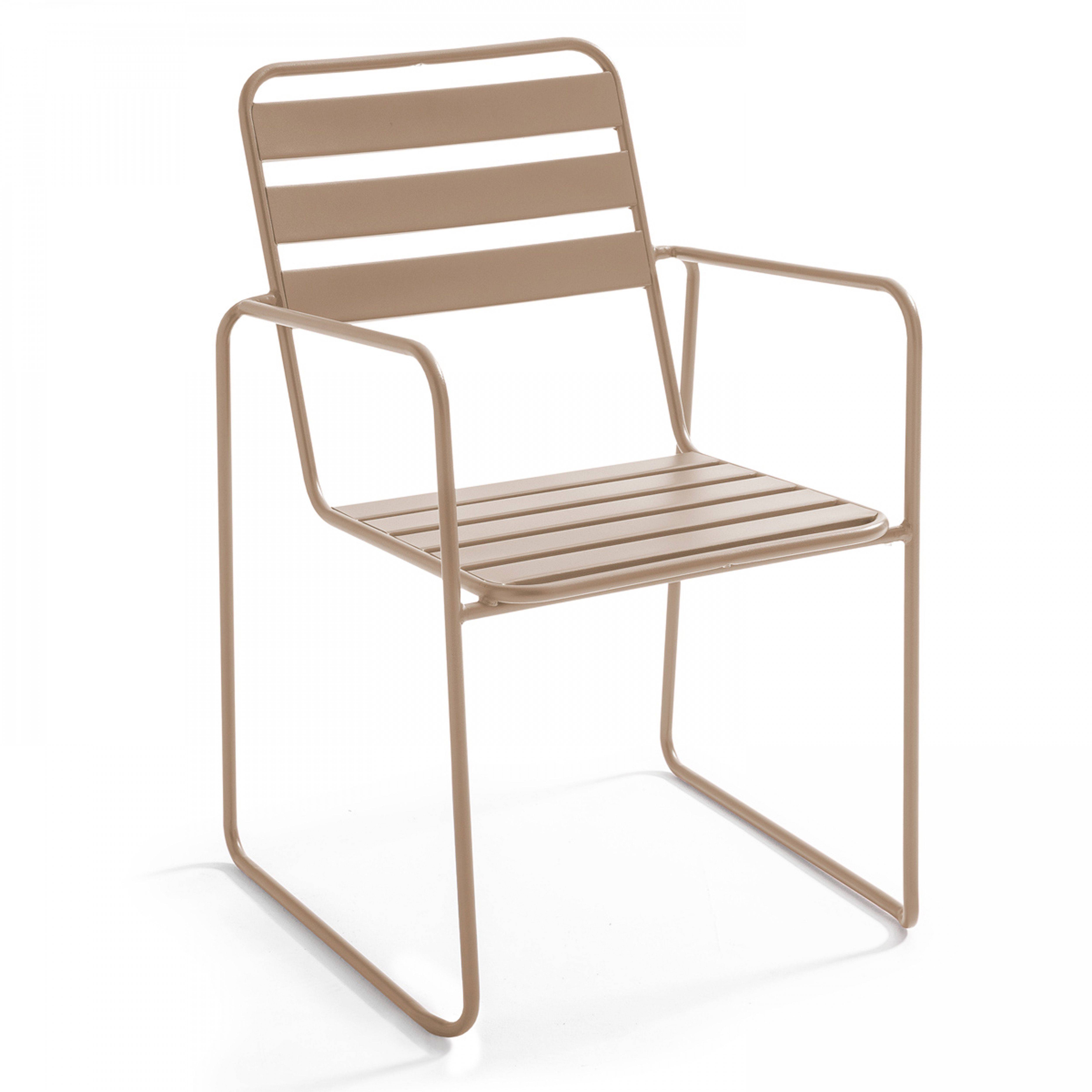 Oviala - Fauteuil de jardin en acier taupe Touquet - Oviala - Image 1