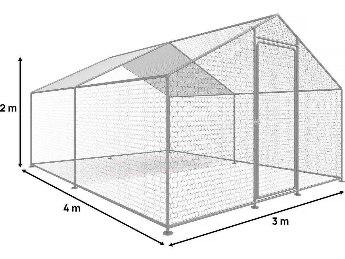 Enclos à Poules 12 M² Parc Grillagé 4 X 3 X 2 M Acier Galvanisé -habitat Et Jardin - Image 3