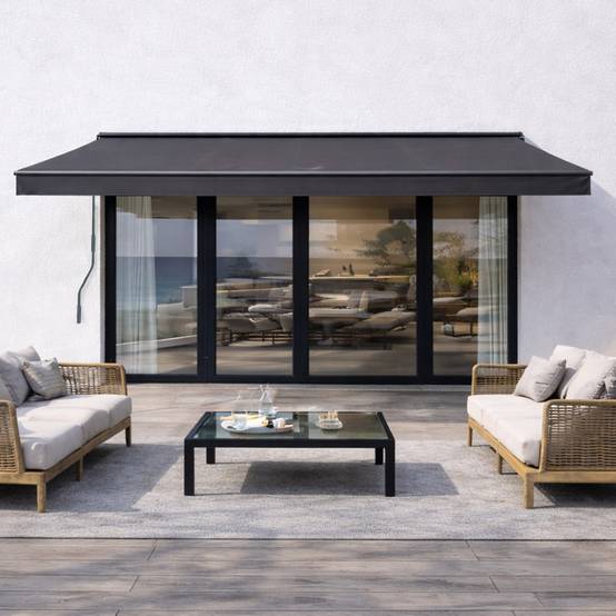 Store banne manuel 3,95 x 3 m en aluminium avec toile gris ADRO - Image 3