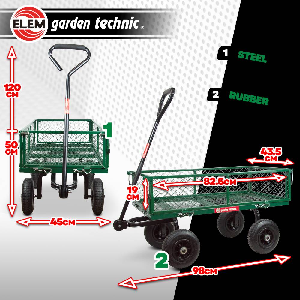 Elem Garden Technic - Chariot de jardin en acier 98X45X50CM - Image 3