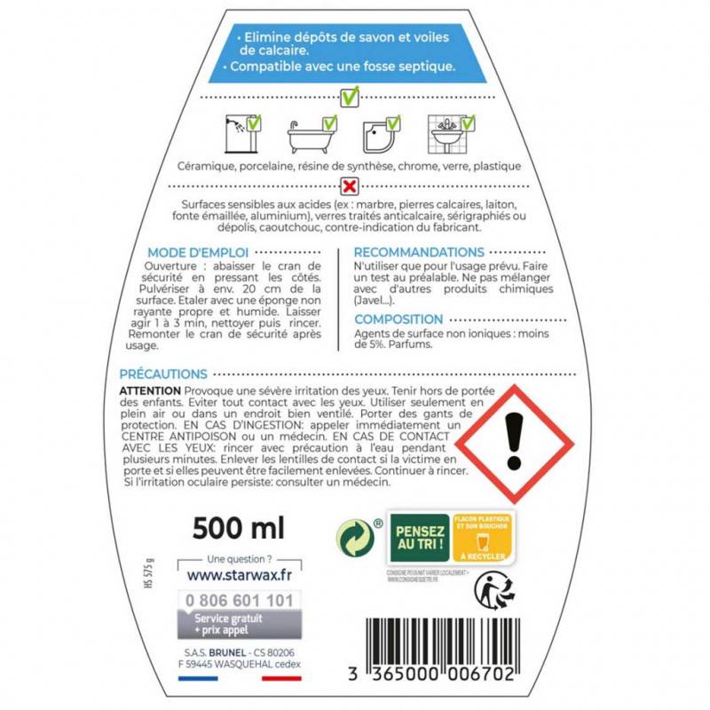 Starwax - Nettoyant anti-calcaire pour cabine de douche 500ml STARWAX - Image 2
