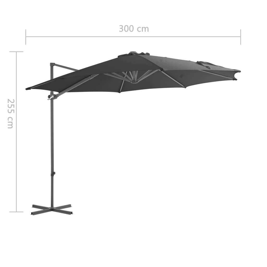 Helloshop26 - Parasol meuble de jardin en porte-à-faux avec mât en acier anthracite 300 cm - Image 8