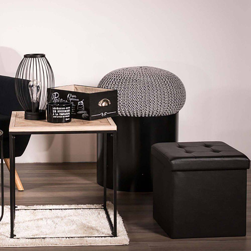 The Home Deco Factory - Pouf coffre pliable PU assise capitonnée - Image 2