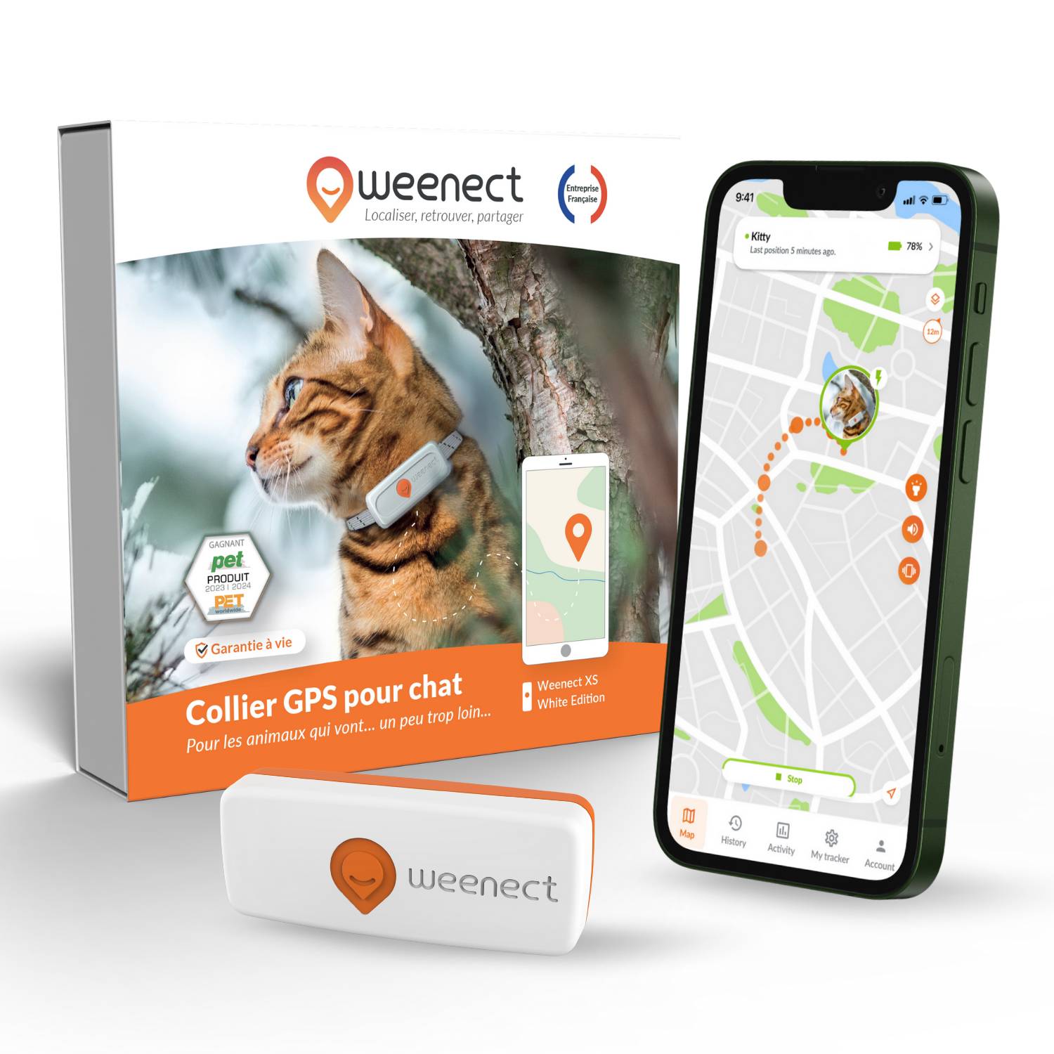 Weenect - Weenect XS - collier gps pour chat ( white edition) - Image 1