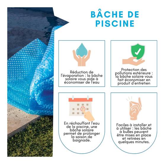 Aqualux - Couverture solaire rectangulaire AQUALUX - pour piscine autoportante - 3.00 x 2.00m - 180µ - 105159 - Image 3