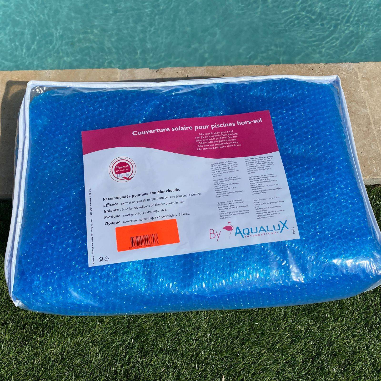 Aqualux - Couverture solaire rectangulaire AQUALUX - pour piscine autoportante - 3.00 x 2.00m - 180µ - 105159 - Image 7