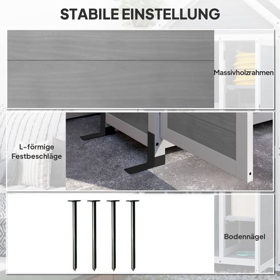 ComfortXL - Armoire de jardin sapin 89 x 51 x 182 cm gris clair rangement extérieur étagères réglables toit bitumé - Image 7