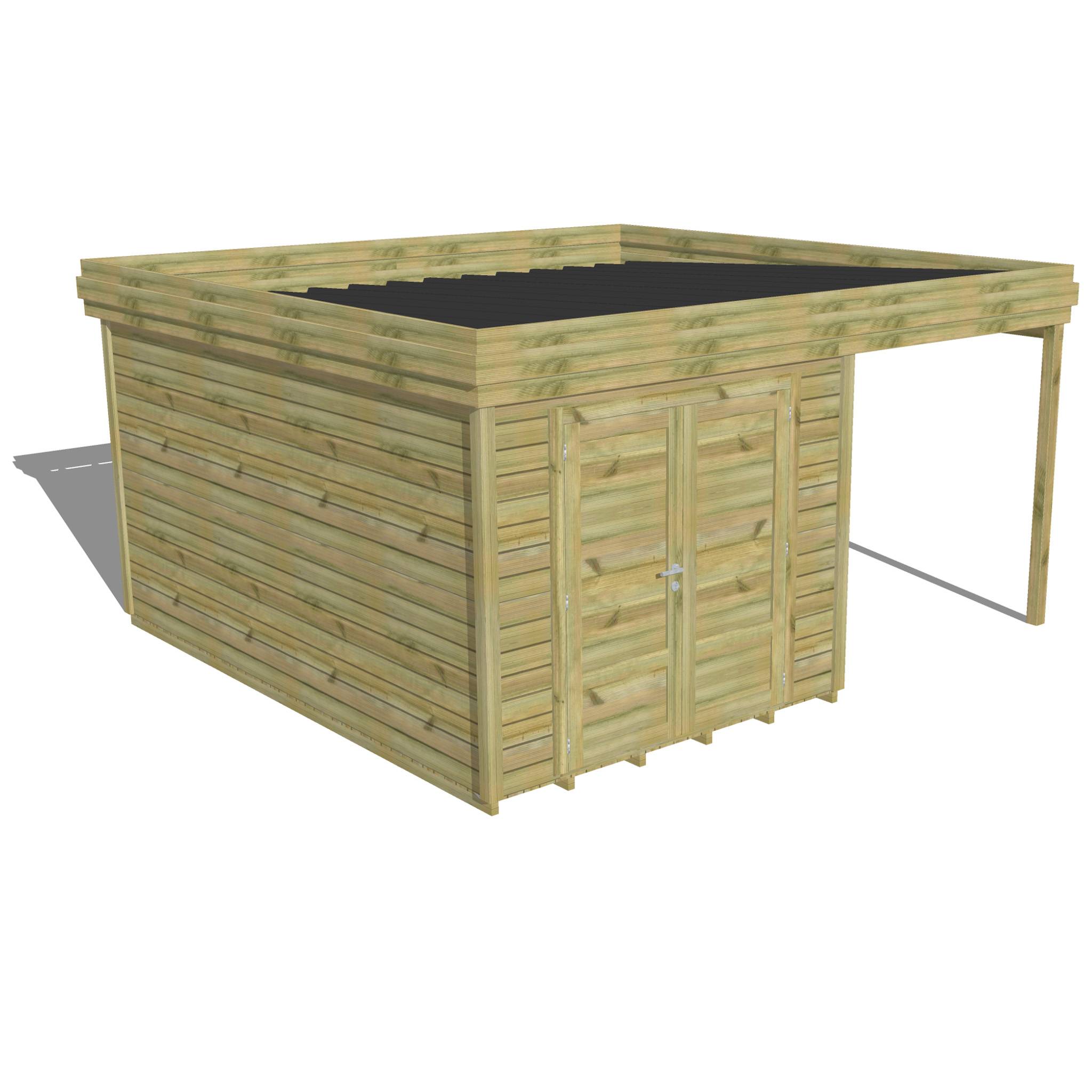 ABRI DE JARDIN bois  autoclave 27mm - 4,64x4,34m / 20m2 - Bac acier - Plancher bois