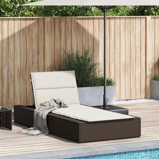 Transat avec coussin flottant marron résine tressées 210 x 100 x 79 cm, Poids :22.8kg - PANGIVO - Image 2
